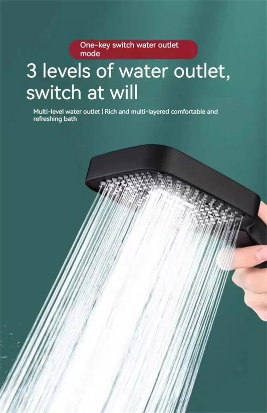 High Pressure Head Water 3-Mode Saving Shower Silver