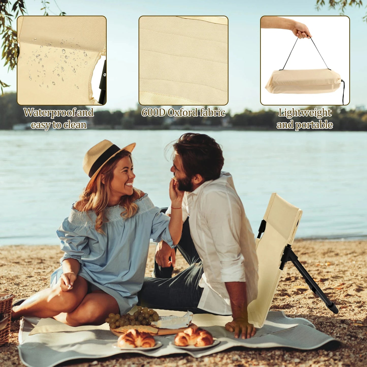 Foldable Camping Chair – Oxford Cloth Portable Outdoor Lazy Backrest Chair