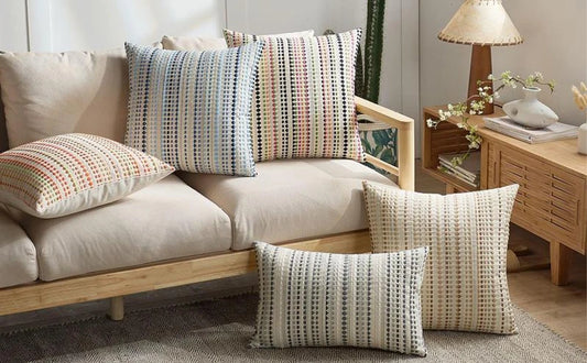 Gray Textured Throw Pillow Cover – Soft Boho Cushion Case for Couch & Living Room Décor (60x60cm)