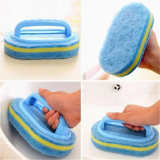 Household 3Pcs Sponge Handle Bathtub Tile Scrub Bathroom Cleaning Brush