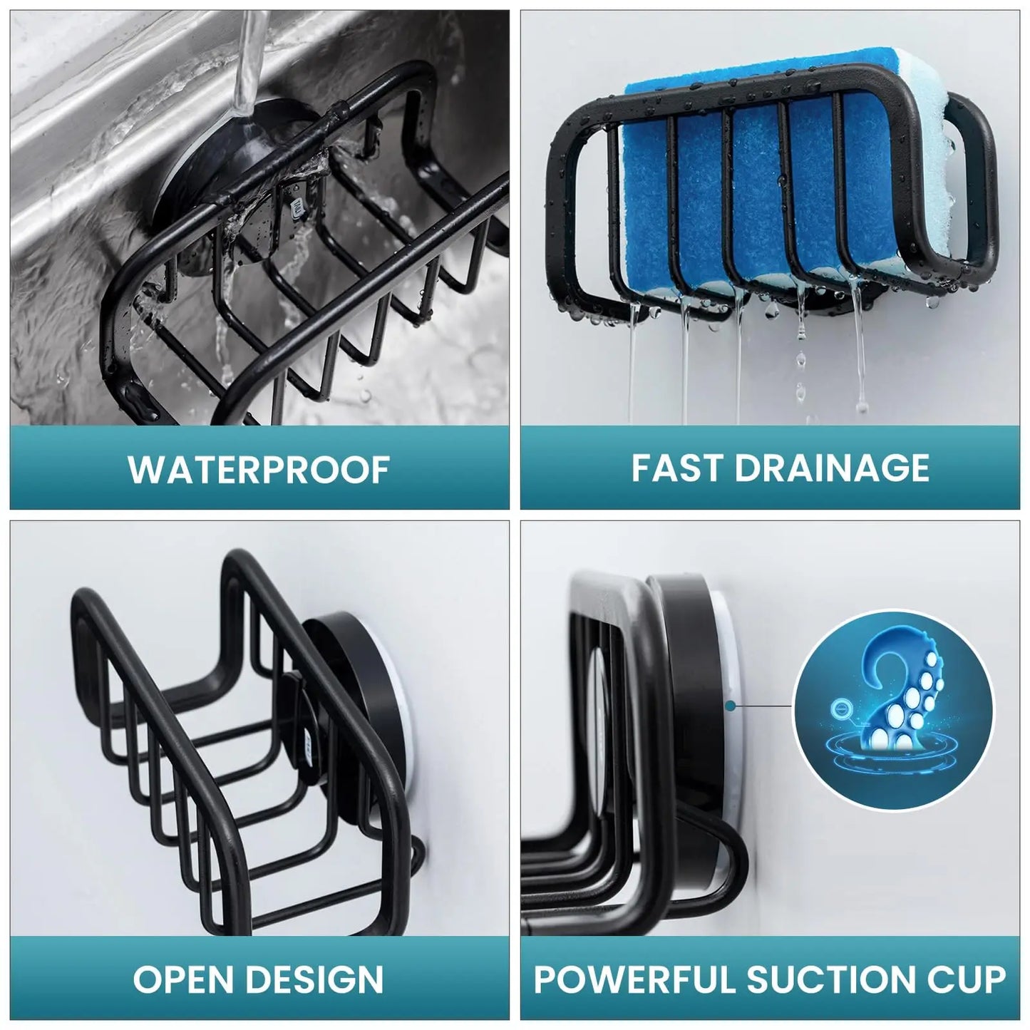 Stainless Steel Kitchen Organizer for Sponges, Rags & Wire Balls
