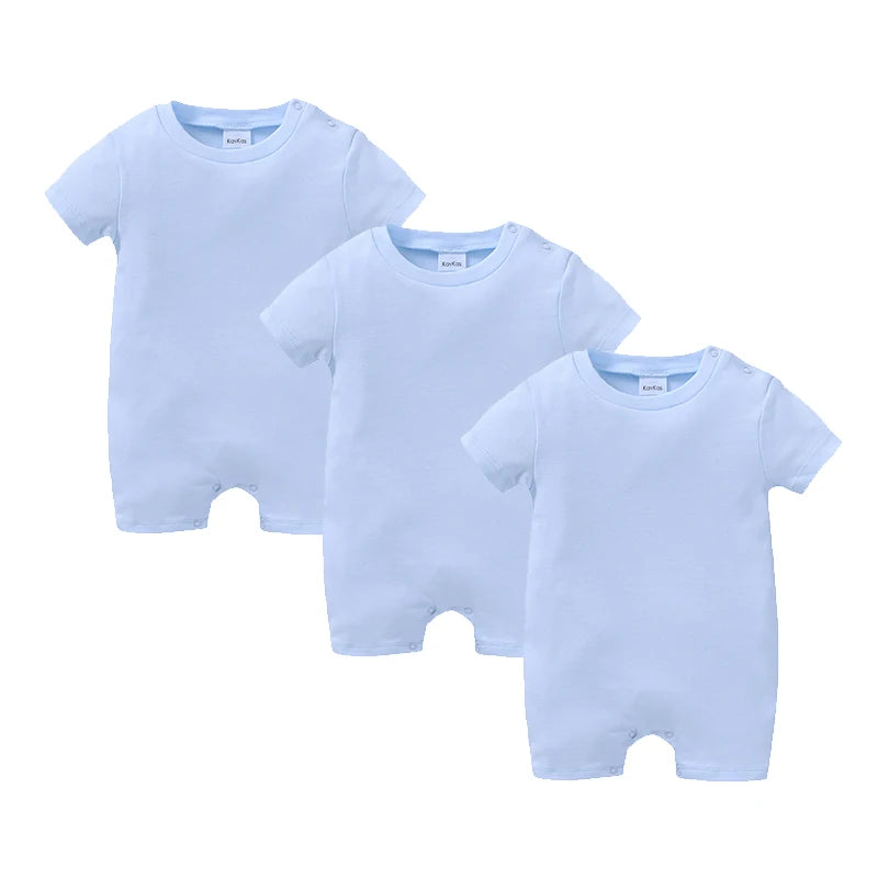 Newborn Cotton Baby Romper Set – Solid Unisex Onesies (1/3/4PCS)