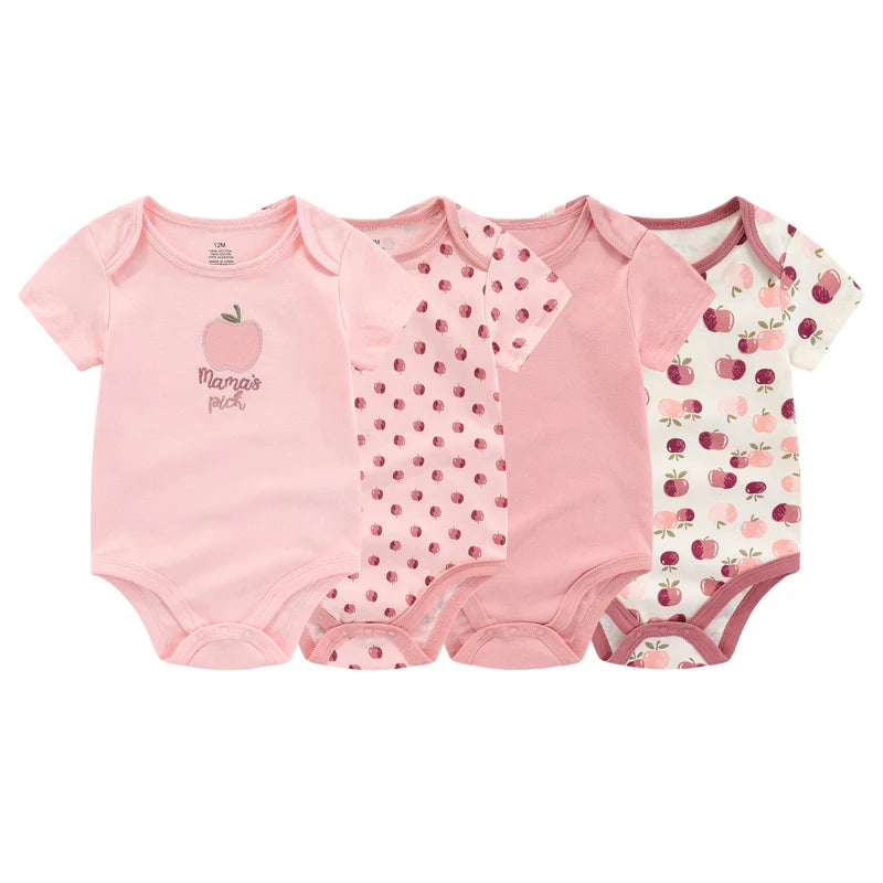 Kiddiezoom 4PCS Cotton Cartoon Baby Bodysuit Set