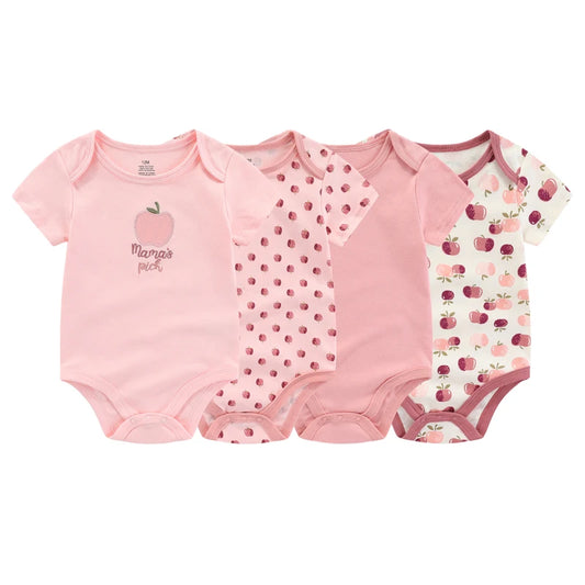 Kiddiezoom 4PCS Cotton Cartoon Baby Bodysuit Set
