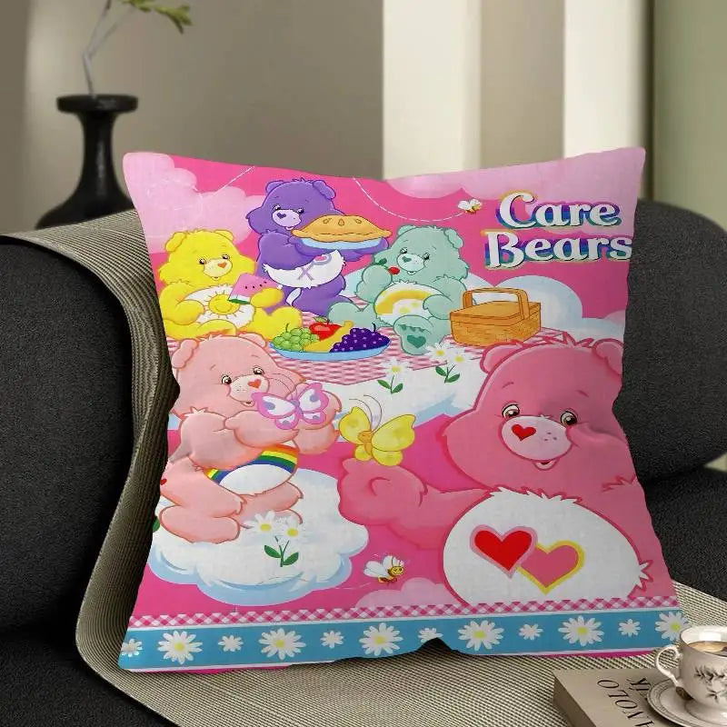 Care Bear Retro Cartoon Cushion Cover – Cute Decorative Pillow Case for Sofa & Home Décor