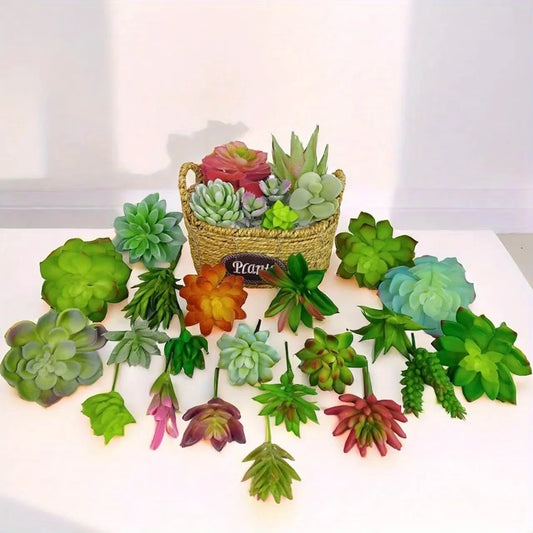 10/20PCS Artificial Succulent Plants – Mixed PVC Faux Succulents for Home & Desk Decor