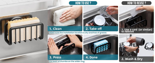 Stainless Steel Kitchen Organizer for Sponges, Rags & Wire Balls