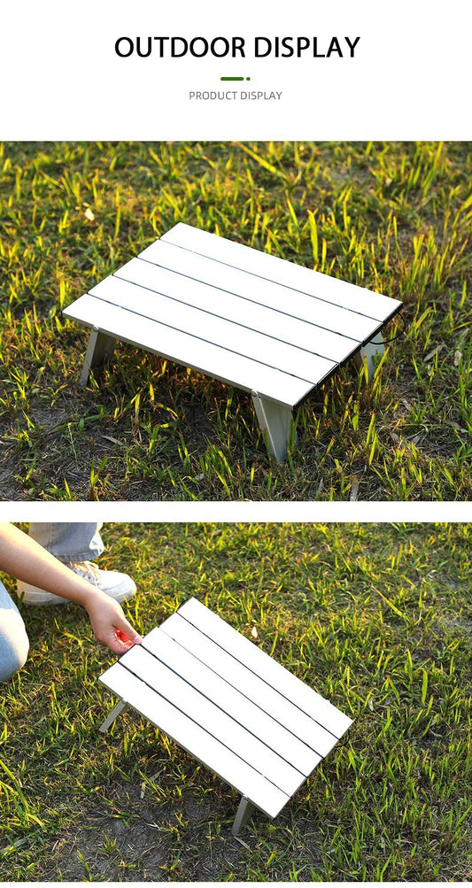 Ultralight Folding Camping Table – Portable Aluminum Roll-Up Outdoor Table