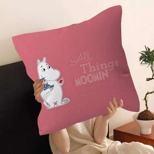 Cute Moomins Cushion Cover – Soft Polyester Decorative Throw Pillow Cover for Sofa & Home Décor