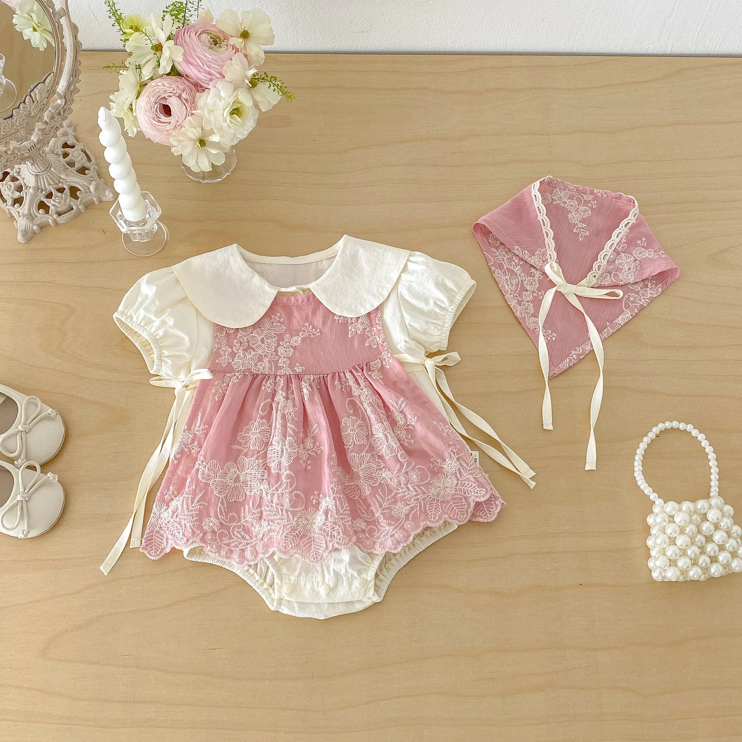 Baby Princess Romper Dress – Long Sleeve Swaddle Style Jumpsuit for Girls