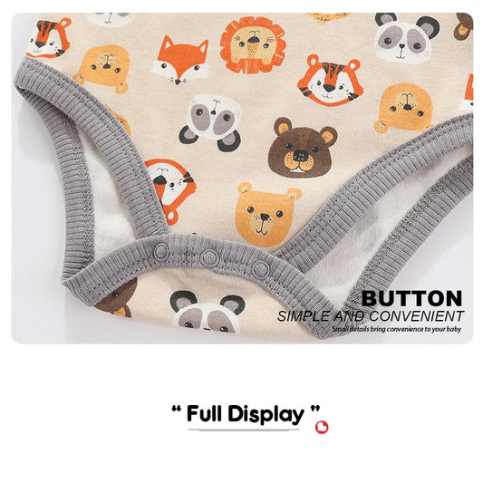 Kiddiezoom 4PCS Cotton Cartoon Baby Bodysuit Set