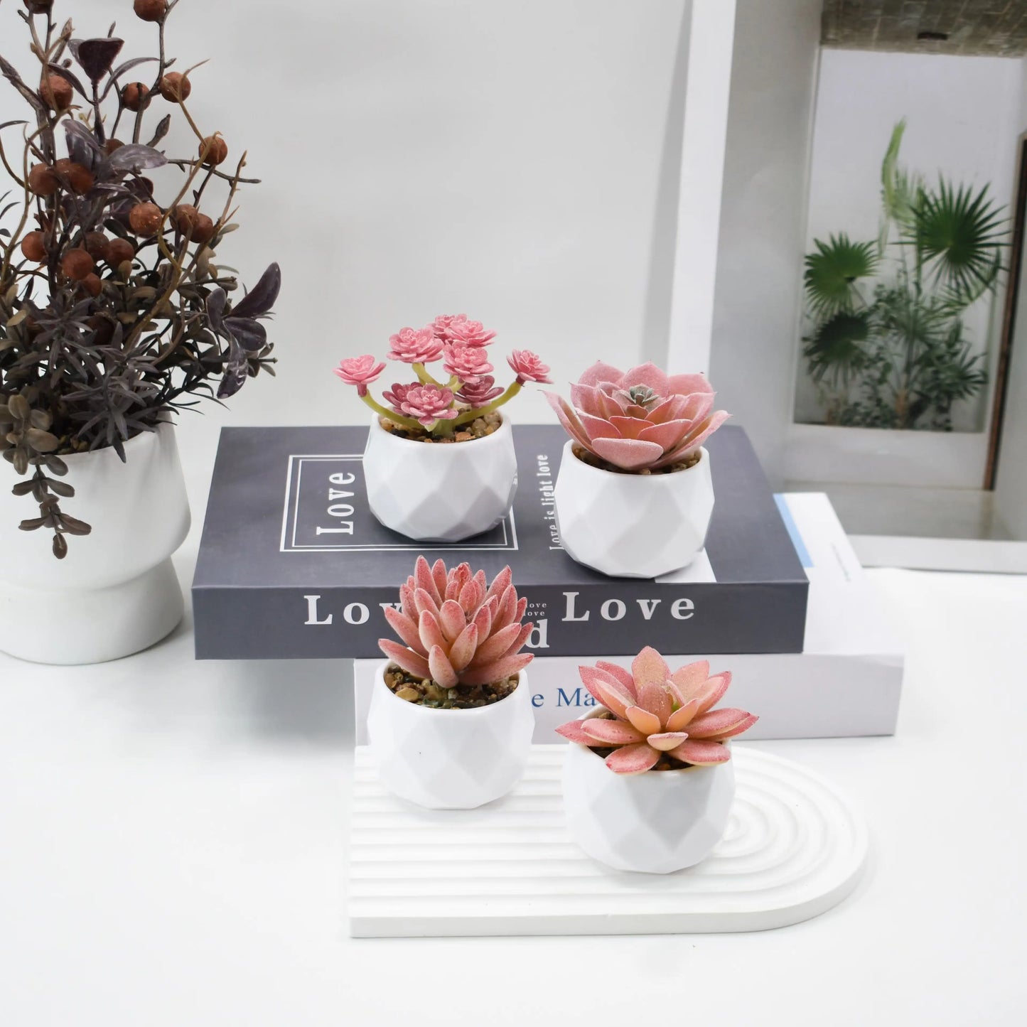 Mini Artificial Succulent Plants with Pots – Realistic Artificial Cactus Bonsai for Home & Office Décor | Stylish Low-Maintenance Indoor Plants