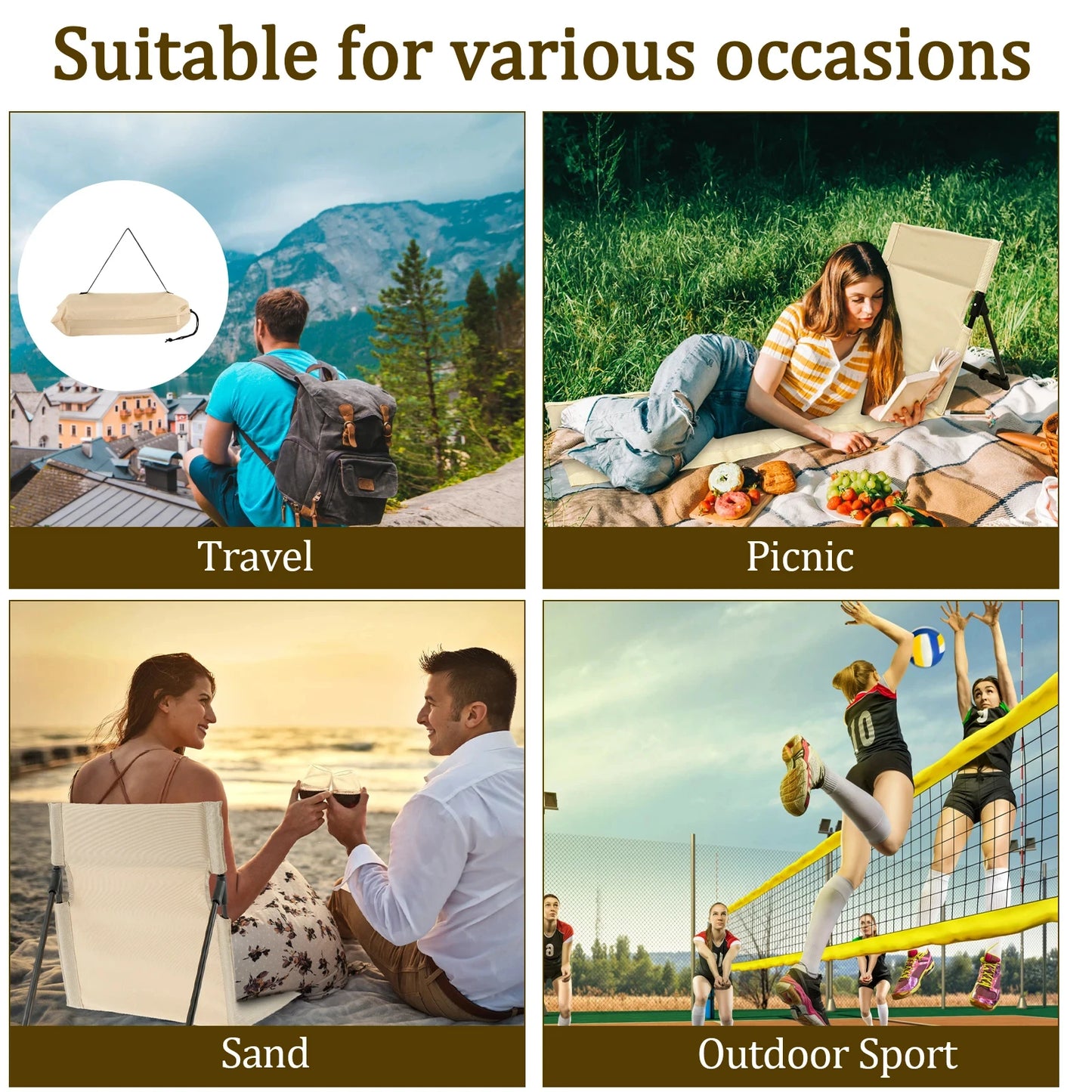 Foldable Camping Chair – Oxford Cloth Portable Outdoor Lazy Backrest Chair