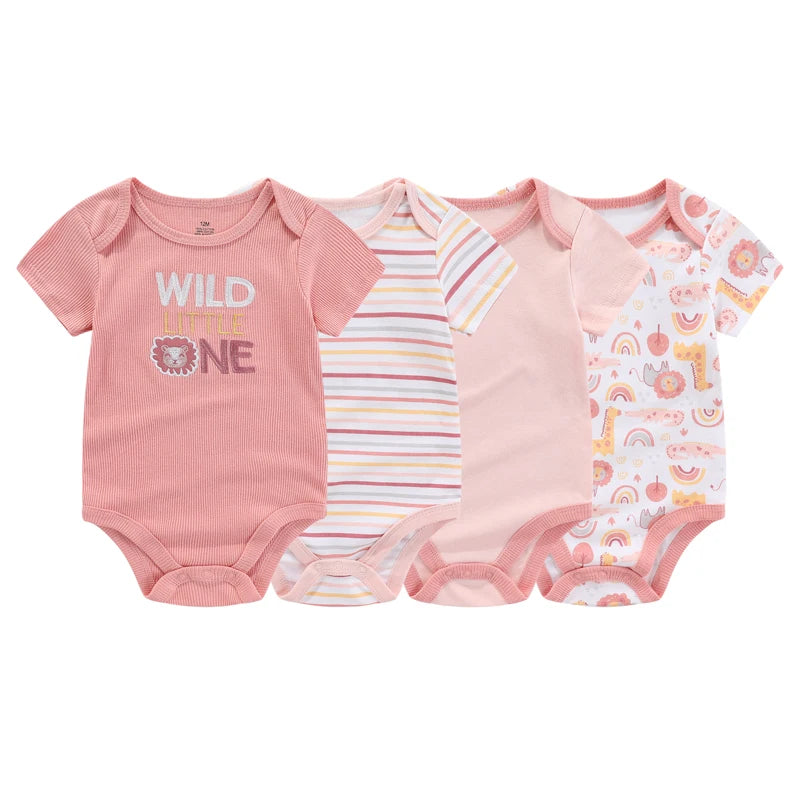 Kiddiezoom 4PCS Cotton Cartoon Baby Bodysuit Set