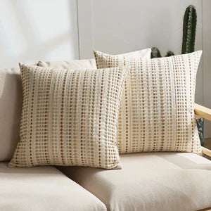 Gray Textured Throw Pillow Cover – Soft Boho Cushion Case for Couch & Living Room Décor (60x60cm)
