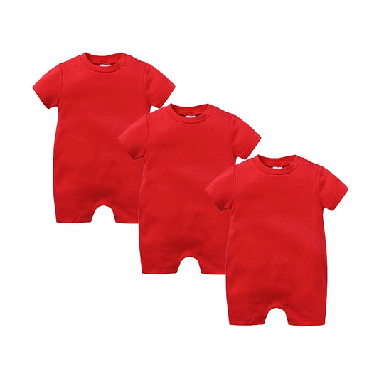 Newborn Cotton Baby Romper Set – Solid Unisex Onesies (1/3/4PCS)