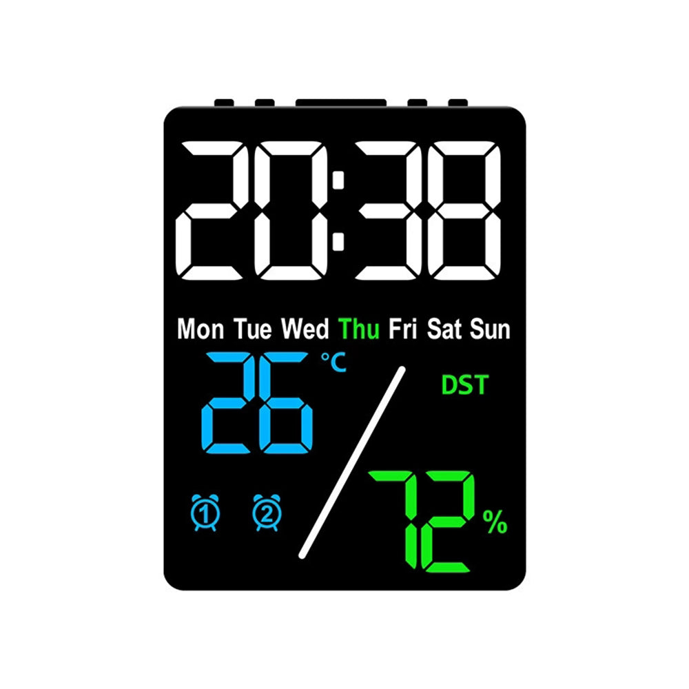 Digital Alarm Clock with Temp Humidity & Dual Alarms
