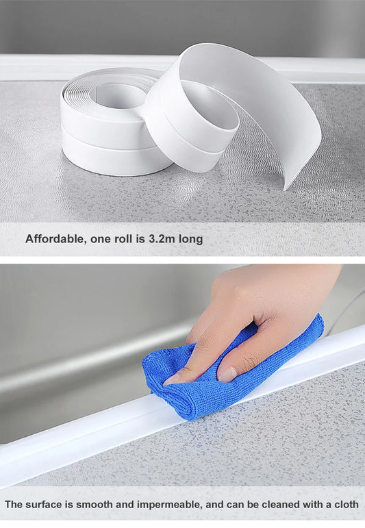 Waterproof Bath Caulk Tape 3.2M Toilet Sealing Strip Tape for Kitchen & Bathroom Edges