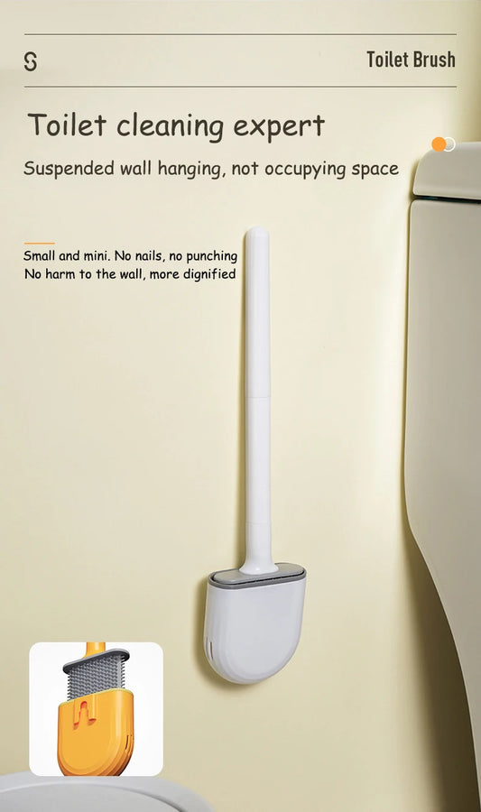 Bathroom Toilet Brush System with Quick-Dry Wall Holder
