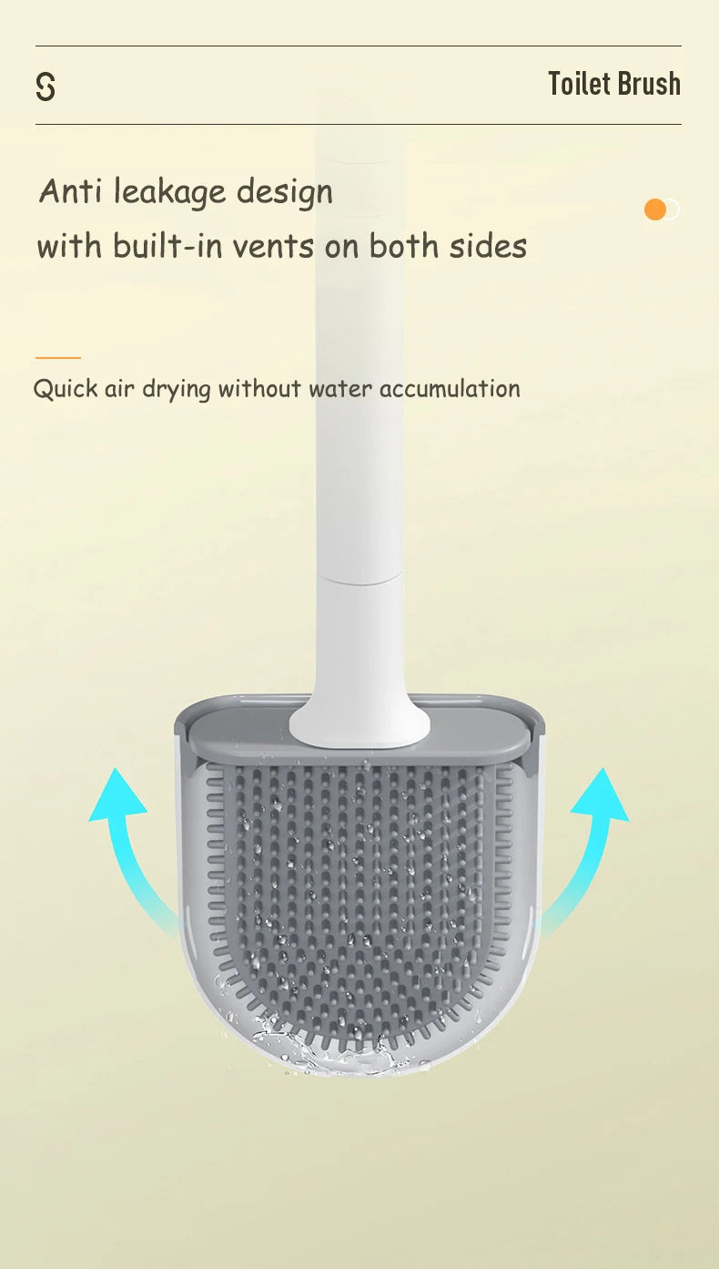 Bathroom Toilet Brush System with Quick-Dry Wall Holder