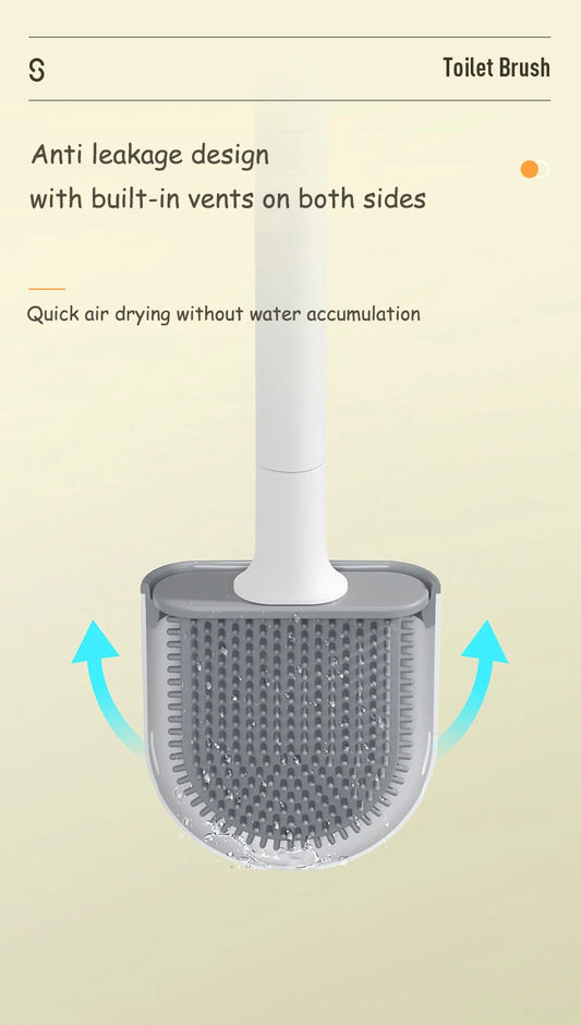 Bathroom Toilet Brush System with Quick-Dry Wall Holder