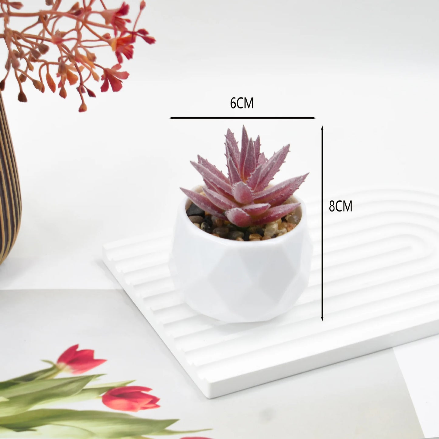Mini Artificial Succulent Plants with Pots – Realistic Artificial Cactus Bonsai for Home & Office Décor | Stylish Low-Maintenance Indoor Plants
