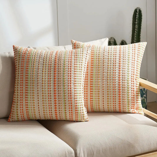 Gray Textured Throw Pillow Cover – Soft Boho Cushion Case for Couch & Living Room Décor (60x60cm)