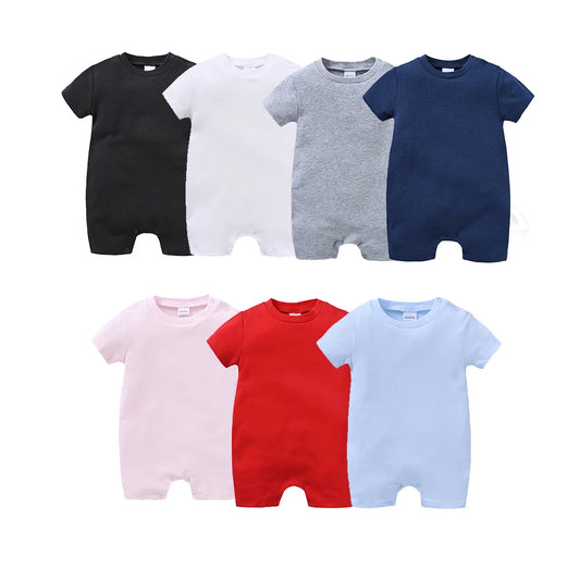 Newborn Cotton Baby Romper Set – Solid Unisex Onesies (1/3/4PCS)