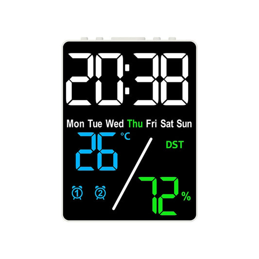 Digital Alarm Clock with Temp Humidity & Dual Alarms