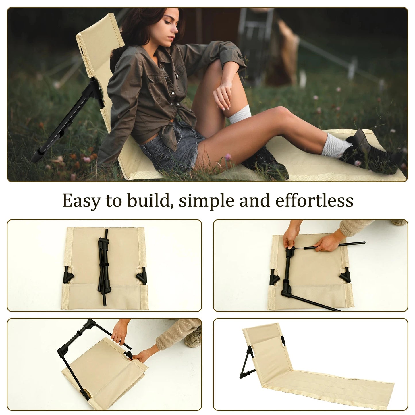 Foldable Camping Chair – Oxford Cloth Portable Outdoor Lazy Backrest Chair