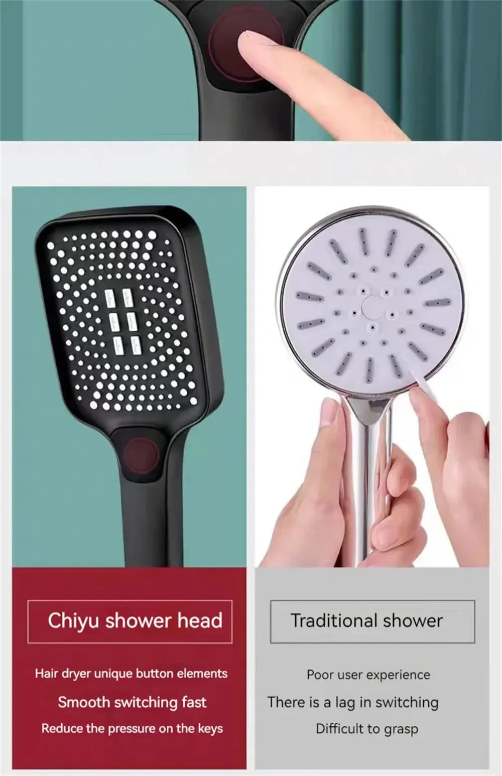 High Pressure Head Water 3-Mode Saving Shower Silver