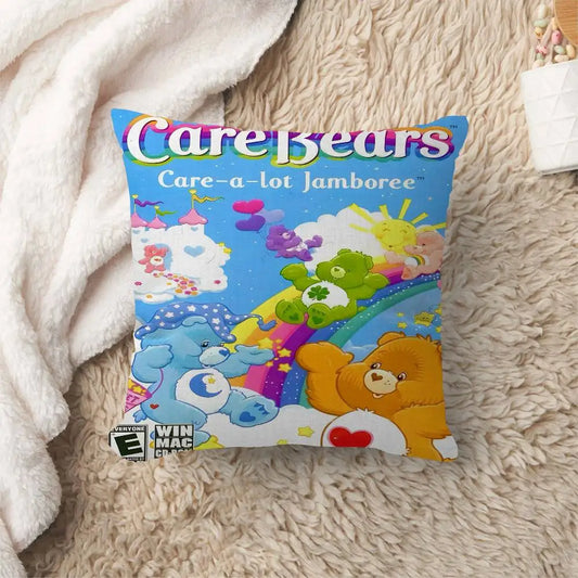 Care Bear Retro Cartoon Cushion Cover – Cute Decorative Pillow Case for Sofa & Home Décor