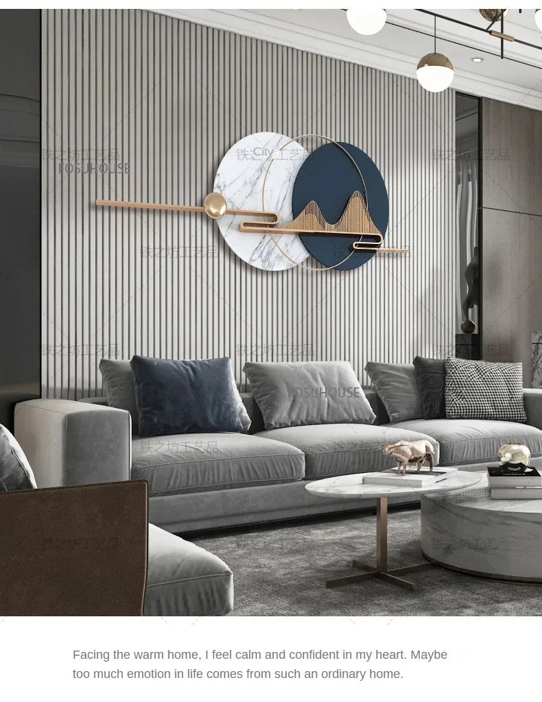 Light Luxury Circular Metal Wall Hanging – Sofa Background Home Decor