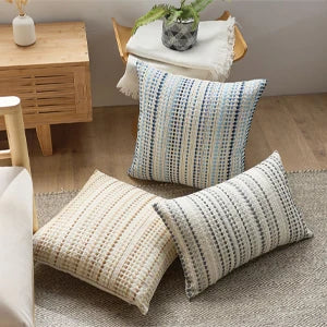 Gray Textured Throw Pillow Cover – Soft Boho Cushion Case for Couch & Living Room Décor (60x60cm)