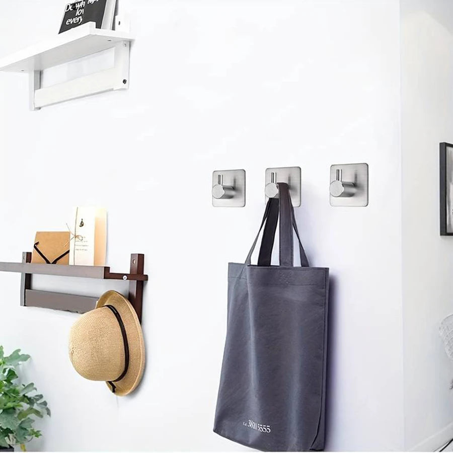 Modern Style Stainless Steel Adhesive Hooks for Bathroom Room Kitchen Clothes