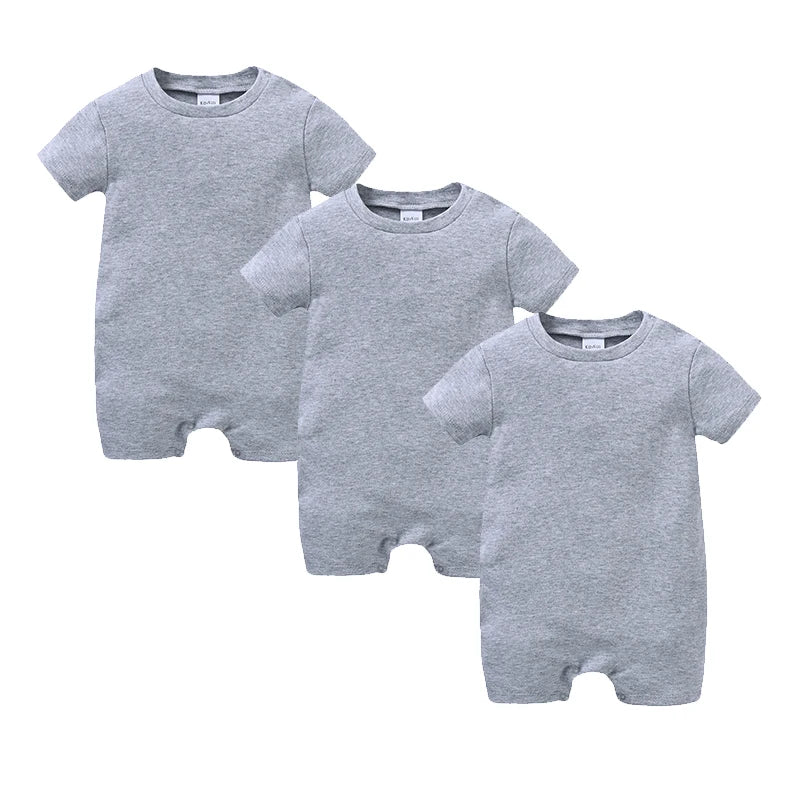 Newborn Cotton Baby Romper Set – Solid Unisex Onesies (1/3/4PCS)