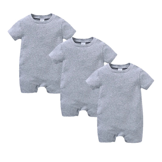 Newborn Cotton Baby Romper Set – Solid Unisex Onesies (1/3/4PCS)