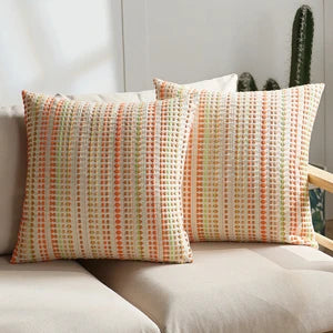 Gray Textured Throw Pillow Cover – Soft Boho Cushion Case for Couch & Living Room Décor (60x60cm)