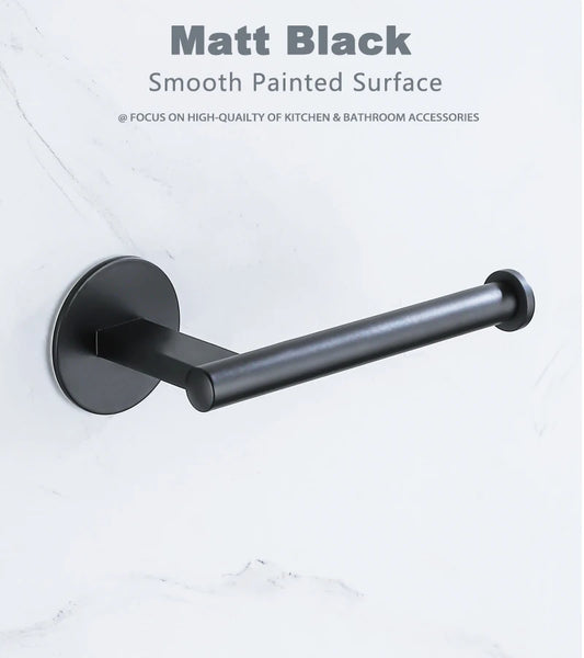 Black Aluminum Alloy Toilet Paper Self-Adhesive 3M Wall Mounted Holder