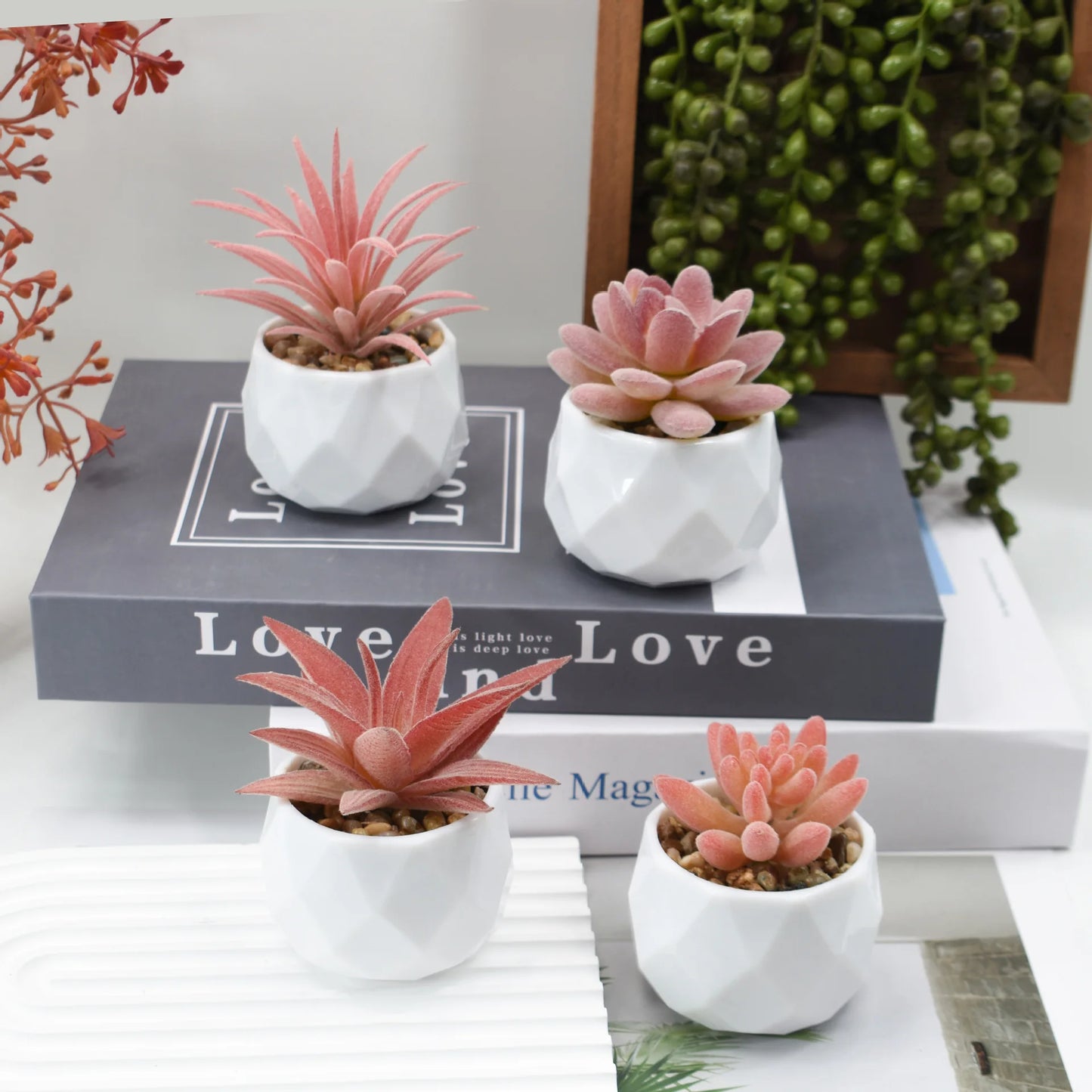 Mini Artificial Succulent Plants with Pots – Realistic Artificial Cactus Bonsai for Home & Office Décor | Stylish Low-Maintenance Indoor Plants