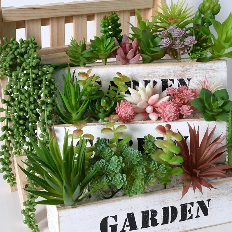 10/20PCS Artificial Succulent Plants – Mixed PVC Faux Succulents for Home & Desk Decor