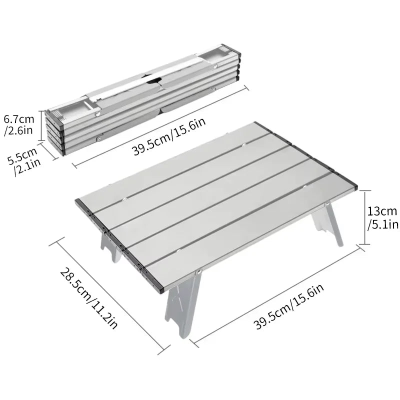 Ultralight Folding Camping Table – Portable Aluminum Roll-Up Outdoor Table