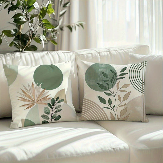 Modern Plant Abstract Cushion Cover – Washable Decorative Throw Pillow Cover for Sofa & Bedroom