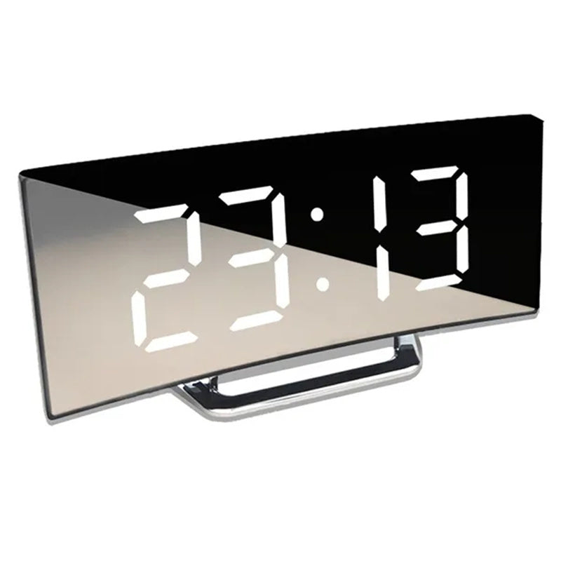 Curved Mirror LED Digital Alarm Clock
