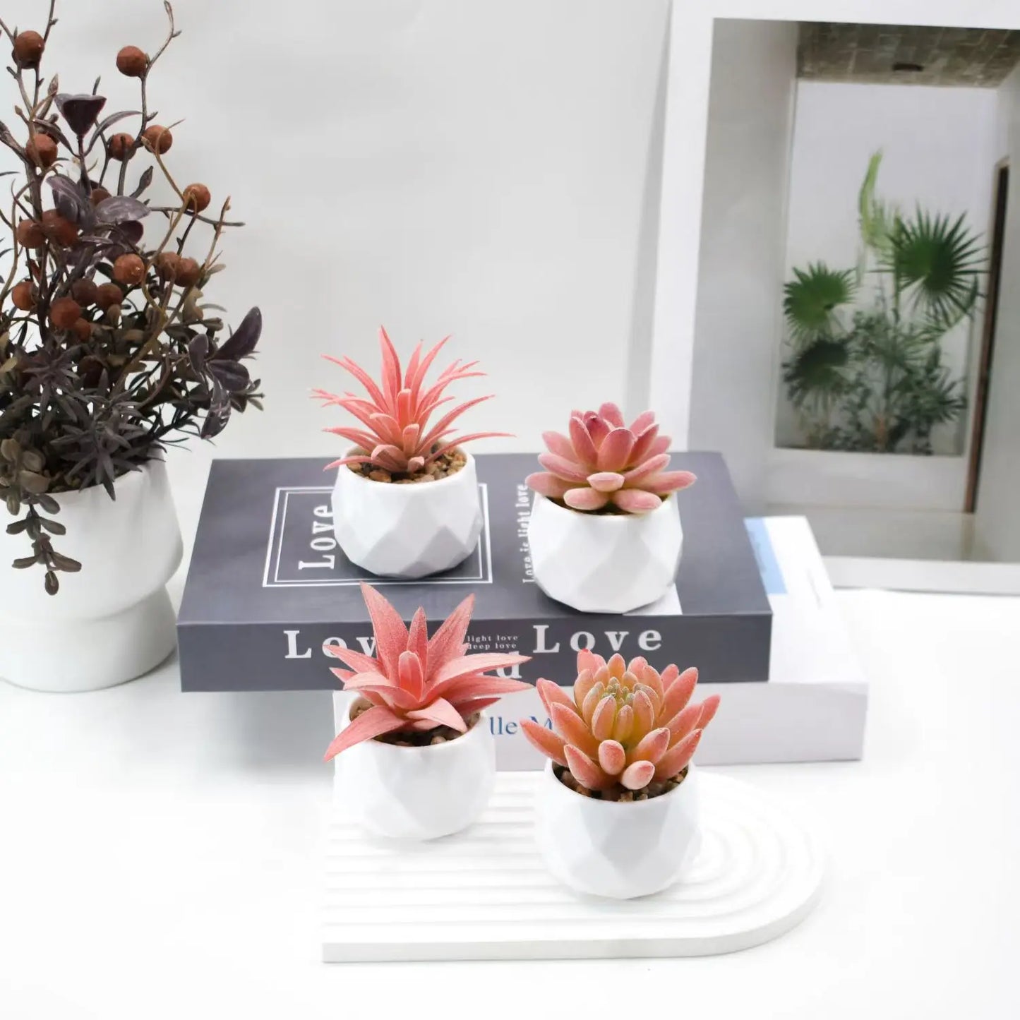 Mini Artificial Succulent Plants with Pots – Realistic Artificial Cactus Bonsai for Home & Office Décor | Stylish Low-Maintenance Indoor Plants