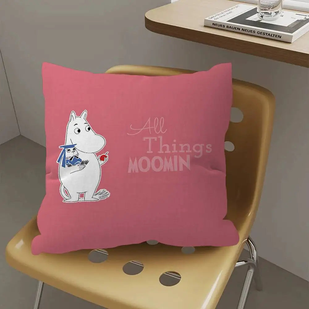 Cute Moomins Cushion Cover – Soft Polyester Decorative Throw Pillow Cover for Sofa & Home Décor