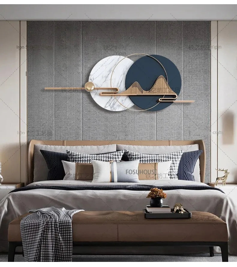 Light Luxury Circular Metal Wall Hanging – Sofa Background Home Decor