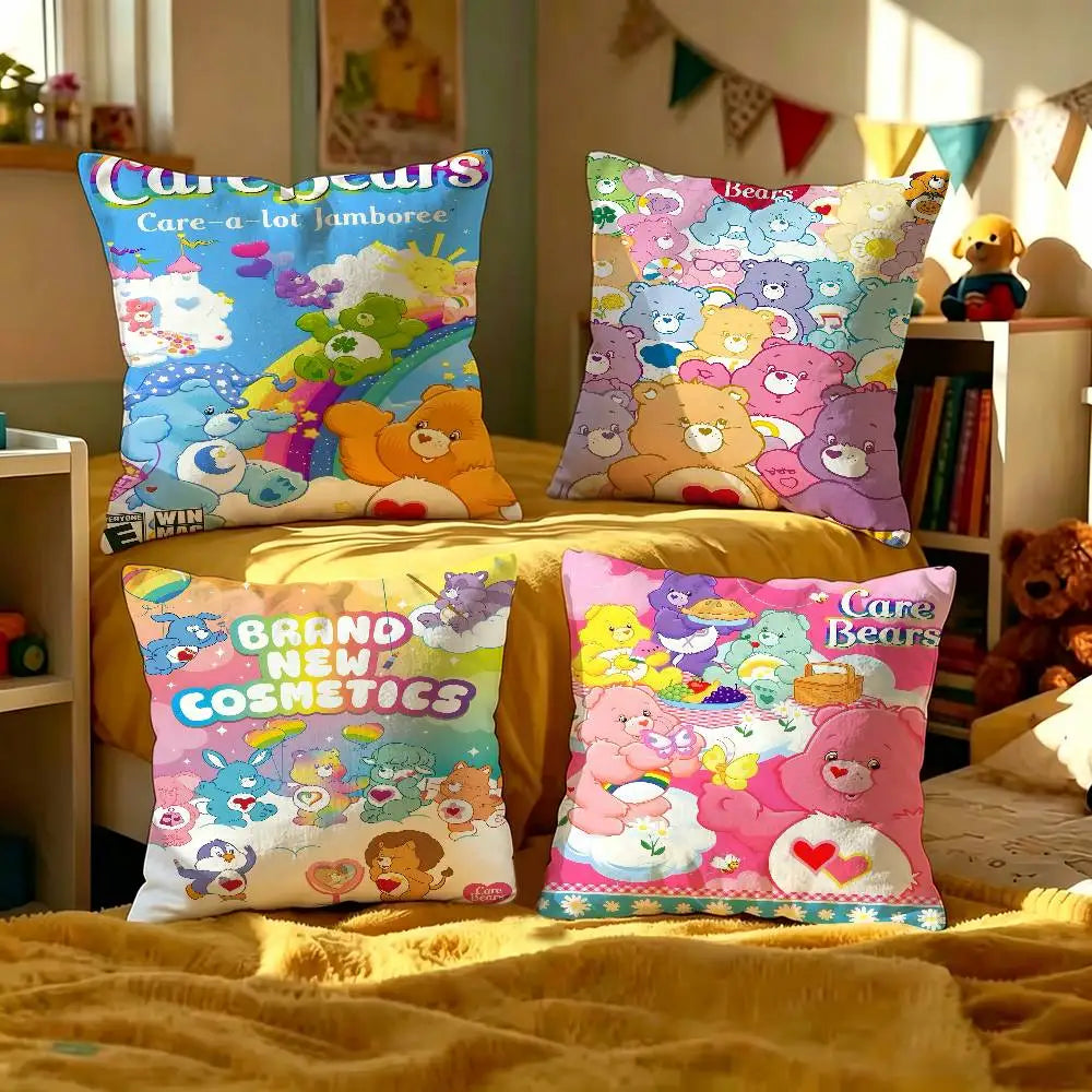 Care Bear Retro Cartoon Cushion Cover – Cute Decorative Pillow Case for Sofa & Home Décor