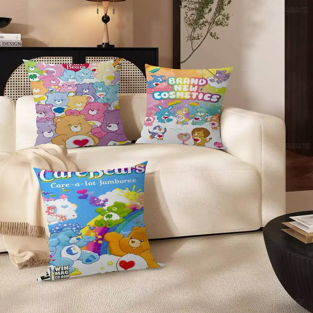 Care Bear Retro Cartoon Cushion Cover – Cute Decorative Pillow Case for Sofa & Home Décor