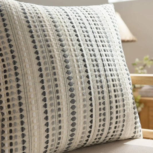 Gray Textured Throw Pillow Cover – Soft Boho Cushion Case for Couch & Living Room Décor (60x60cm)